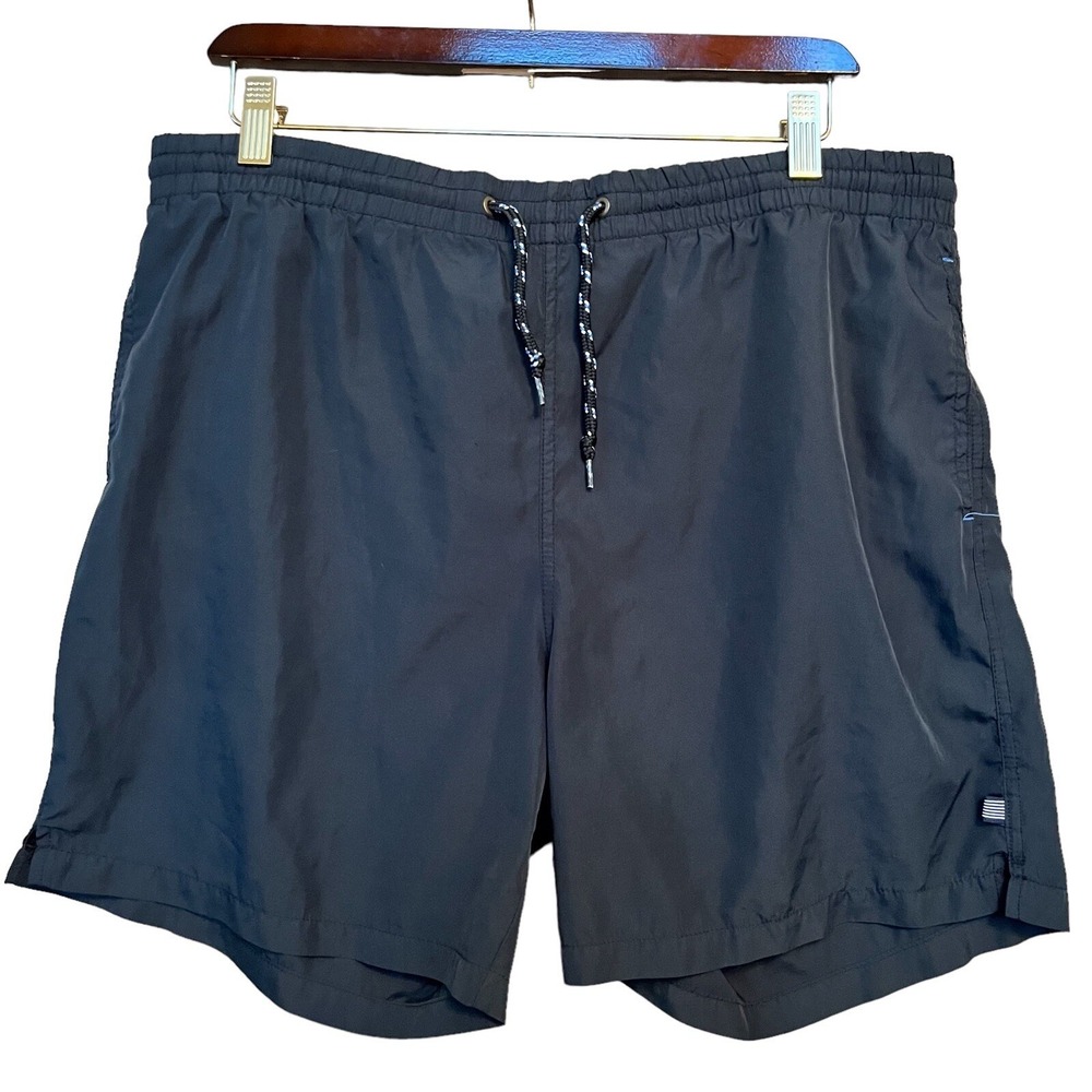 21Men Swim Trunks Mens Large Black Chino Style Pockets Lined Beach Shorts